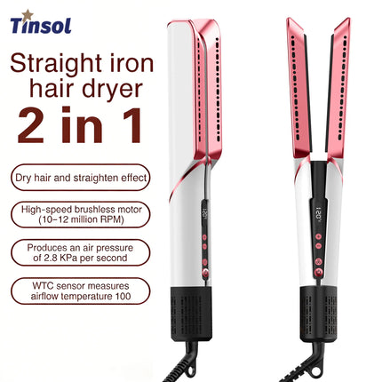 TINSOL 2-in-1 Multifunctional Hair Dryer Air Straightener Negative Ion Hair Styling Tool Long-Lasting Styling Tool