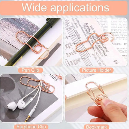 8pcs Love Shaped Paperclips Multifunctional Paper Fix Metal Pen Holder Clip Journal Document Clips Notebook Pin Accessories