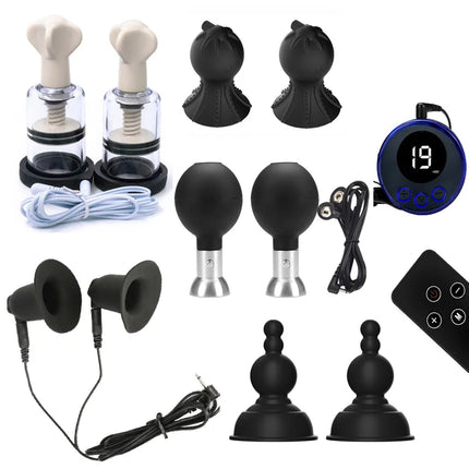 USB Charging Host SM Electric Shock Nipple Sucker Nipple Clamps Breast Massage Stimulator Clitoris Clips Adult Sex Toy For Women