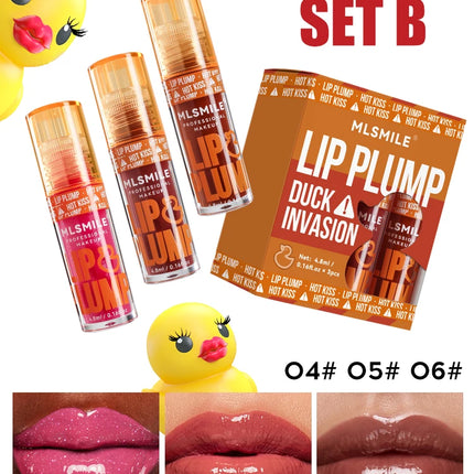 MLSMILE Duck Lip Plump Lip Oil Moisturizing Lip Gloss Mirror Water nature long-lasting Gloss Gloss Pearl Lip Glaze Set