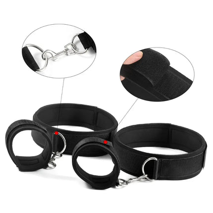 18+ Couple BDSM Bondage Kit - Soft Adjustable Wrist & Thigh Cuffs, Beginner-Safe Restraints Toy for Women Adult Supplies
