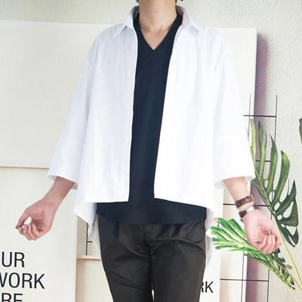 XS-5XL Shirt Asymmetric Mid-Length Casual Shirt Genderless Streetwear Ballroom Fashion Versatile Long-Sleeve Top Unisex 2025 New
