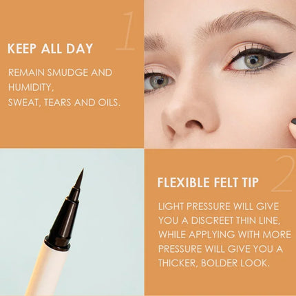 FOCALLURE Soft Black Liquid Waterproof Eyeliner Long Lasting Extra Fine Makeup for Eyes Cosmetics