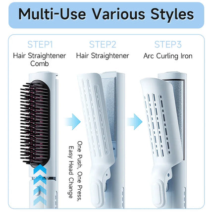 Interchangeable Hair Straightener Comb with Cold Air Styling and Negative Ions Multifunctional Styling Tool Set for Women
