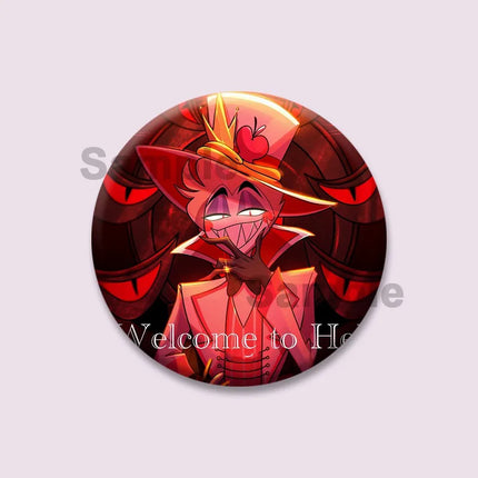 Lucifer Alastor Duckies Soft Button Pins DIY Round Snap-in Brooches Backpack Shirt Accessories  Customize Cartoon Cosplay Badge