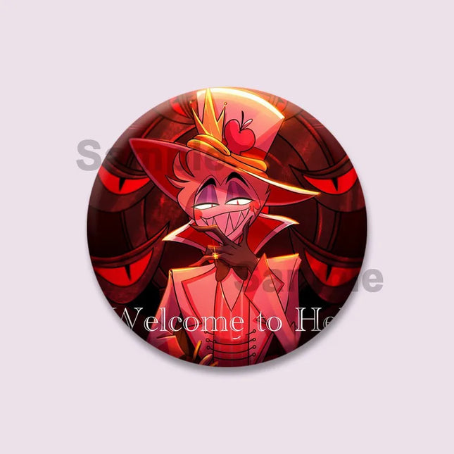 Lucifer Alastor Duckies Soft Button Pins DIY Round Snap-in Brooches Backpack Shirt Accessories  Customize Cartoon Cosplay Badge