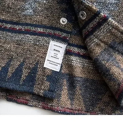 Trendy Men's Woolen Jacket Spring Autumn Casual Style Shirt Patchwork Design Sensibility Chinese National Fashion Overwear