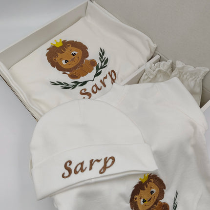 Dollbling Hospital Exit 5pcs Embroidery Name Newborn Angle Wings Romper Blanket  Nursery Bedding Swaddle Handmade Infant Outfit