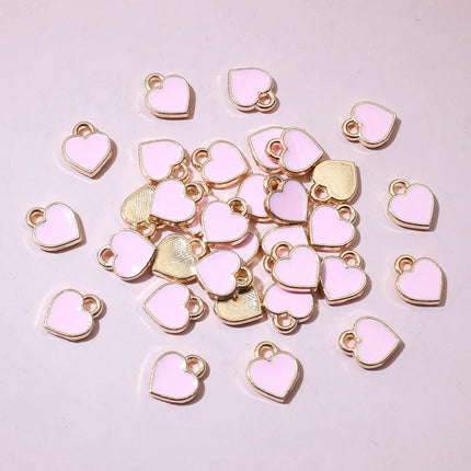 50pcs Red Small Cute Heart Charms Pendant 6x8mm Alloy Metal DIY Jewelry Making Accessories for Earrings Bracelet Necklace