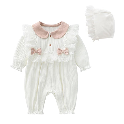 Ink Painting Newborn Baby Girl Jumpsuits Cotton Toddler Girls Onesie Clothes for Spring Autumn Infant Rompers +Hats