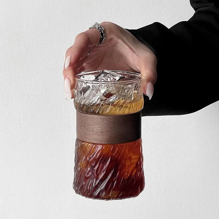 2Pcs heat-resistant glass hanging ear coffee cup transparent with cup cover ice American cup retro high value high borosilicate