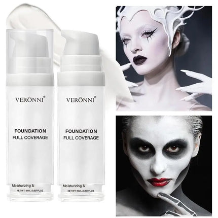 White Liquid Foundation, Full Coverage Heavy Duty Coverage, Creamy Liquid Formula for Goth Makeup, Cosplay, Long-Lasting Matte