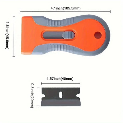 Glue Removal Blade with 10 Blades, Telescopic Adjustment Knife, Cleaning Scraper Tool for Removing Labels Stickers Paint