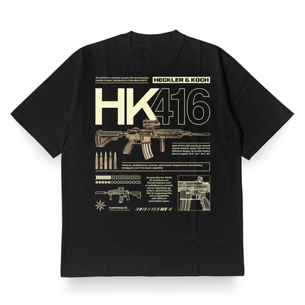 Men's Graphic HK416 T-Shirt 100% Cotton Sweat Wicking Breathable High QualityTactical Short Sleeves Casual Tee for Easy Movement