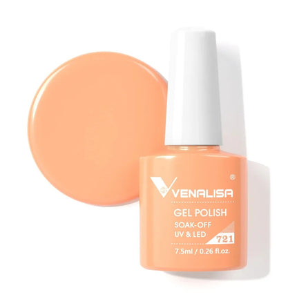 Venalisa 7.5ml Gel Nail Polish, White Cap, Glass Formula, No Wipe Top Coat, UV LED Soak-Off Glitter Color Nail Lacquer