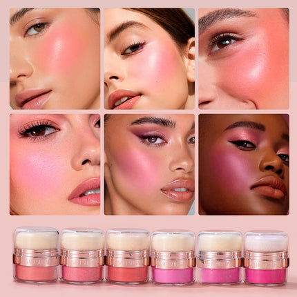 SAM SUGAR 6 color Air Cushion Blush  silky smooth matte eye shadow with an Easy to use Puff for Mushroom Head Loose Powder