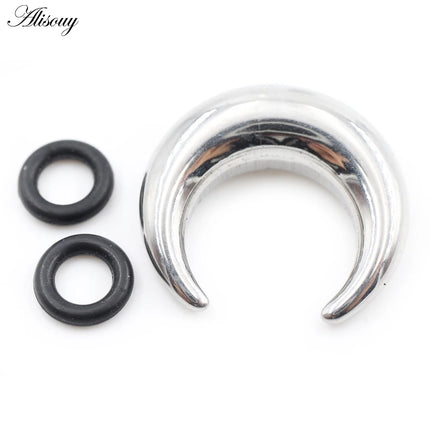 2PCS Stainless Steel C Shape Buffalo Horn Ear Taper Stretcher Expander Septum Captive Tragus Cartilage Piercing Body Jewelry