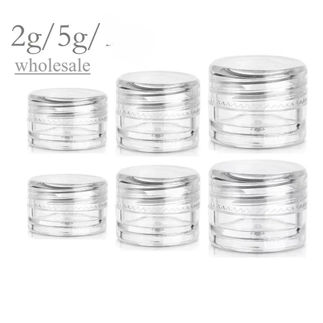 100/200/300pcs 2g/5g Cosmetic Jar Pots Makeup Lip Balm Container Transparent Empty Plastic Sample Bottles Eyeshadow Cream