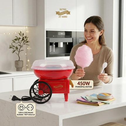 450W Mini Cotton Candy Maker for Home Party DIY Sweet Marshmallow Machine Support Less Oil 110V 220V Version Not Universal