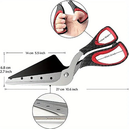 Multifunctional Pizza Scissors Stainless Steel Blade Detachable Cutting Tools Ergonomic Grip Black&Red for Restaurant Kitchen