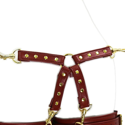Thierry Four-end Metal Hook PU Leather Belt for Restraint Bondage Convenient Connection Lock Adult Sex Toys Sex Game Accessory