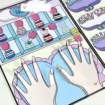 Cartoon Barber Shop Nail Shop Quiet Book Girls Handmade DIY Sticker Toy Squeeze Book Toys For Kids Anti-Stress Toy