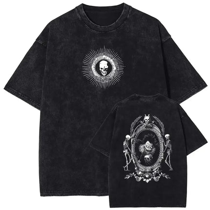 Death Note Misa Theme Double-Sided T-Shirt Dark Religious Style Illustration + "DEATH" Typography + Anime Gothic Subculture