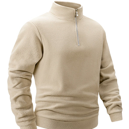 2025 Men Casual Fleece Sweatshirts Tops Men Sport Classic Stand Collar Sweatshirts Men’s Quarter Zip Hoodie Basic Pullover 3XL