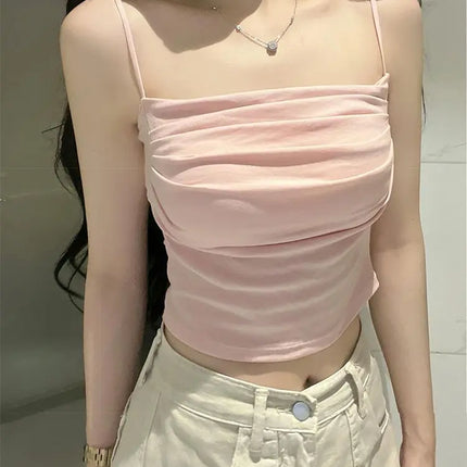 Design Sensation Beautiful Strap Vest Women's White with Chest Pad Outdoor Wear Slimming New Model Inner Match Base Shirt Cov...