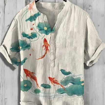 Men's polo shirt octopus print short-sleeved polo shirt summer fashion casual large size Hawaiian resort style printed top
