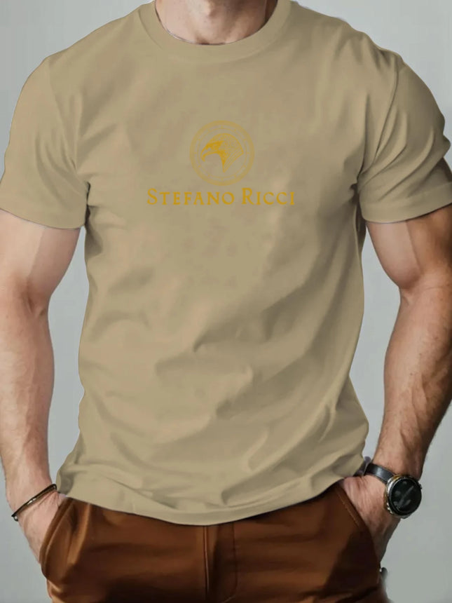 Men's cotton T-shirt, eagle head summer round neck short-sleeved graphic breathable fashion casual T-shirt