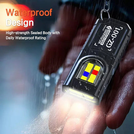 Rechargeable Mini Keychain EDC Flashlight Super Bright Magnetic Torch Light with Pen & Hat Clip for Outdoor & Fishing