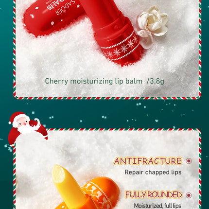 3/4pcs SADOER Christmas Set Brightening Lip Balm Moisturizing Anti Cracking Hydrating Repair Nourishing Lipstick Skin Care