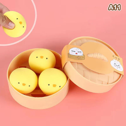 1Pc/Set Simulation Dumpling Steamed Bun Squeeze Toy Soft Stress Relief Fidget Toy Anxiety Relief Decompression Dough Toy