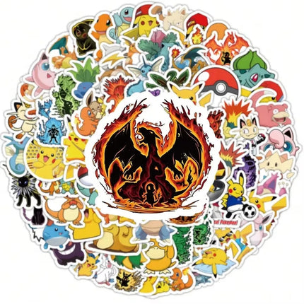 100PCS Cute Pokémon Anime Stickers Decoration DIY Phone Notebook Suitcase Laptop Fridge Graffiti Cartoon Sticker