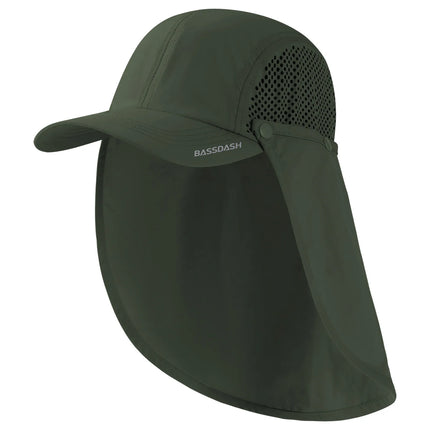 BASSDASH UPF 50+ Foldable Fishing Hat Baseball Cap with Removable Neck Flap Portable for Men Women Golf Hiking