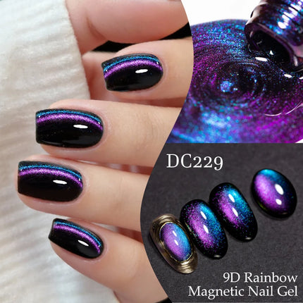 7ml 9D Rainbow Magnetic Gel Nail Polish Aurora Effect Nails Semi Permanent Soak Off UV LED Gel Varnish Nail Art Nail Supplies
