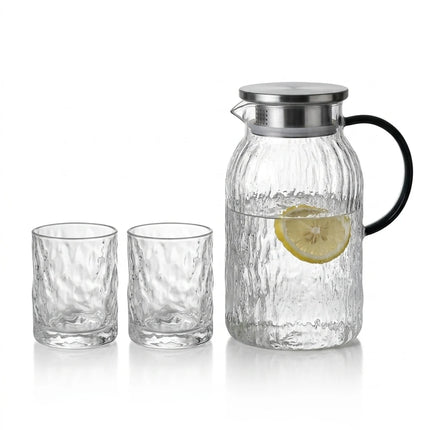 Glass Water Pitcher with Lid Large Capacity Heat Resistant Borosilicate Glass Carafe for Hot Cold Water Iced Tea Juice Beverage