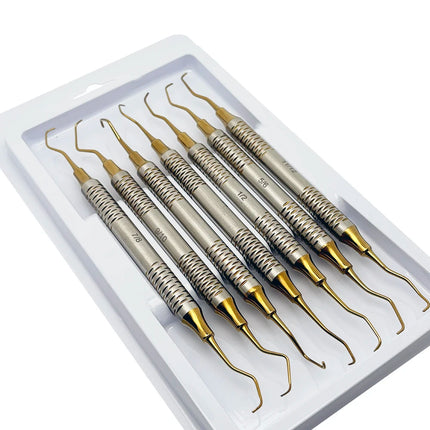 7Pcs Dental Scaler Periodontal Gracey Curettes Set for Subgingival Calculus Removal and Bone Contouring Hand Instruments