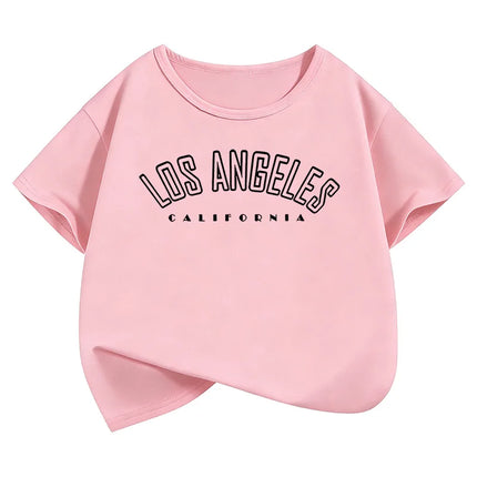 Fashion Los Angeles Top Design T-Shirts Y2K Kids Children's T-shirt Boys Girls Summer Spring Casual Top Tee Short Sleeve