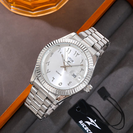 Fashion Sports Watches Men Business Stainless Steel Watchband Calendar Week Display Reloj Masculino Leisure Clock WristWatch