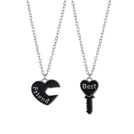 Romantic Best Friends Honey Love Couple Pendant Necklace 2 Pcs/Set Rainbow Broken Heart BFF Good Friends Friendship Jewelry Gift