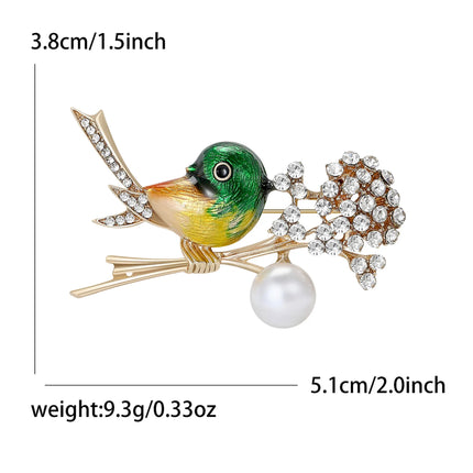 Classic Rhinestone Bird Brooches for Women Unisex Enamel Animal Pins Office Party Friend New Fashion Gifts Jewelry Accessories