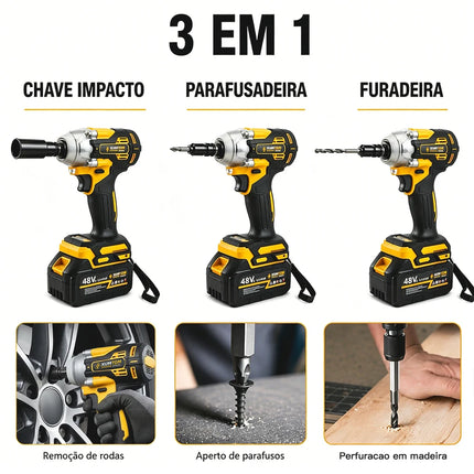 48V Professional Electric Impact Wrench 450NM Brushless 2 Batteries Brushless Bolter