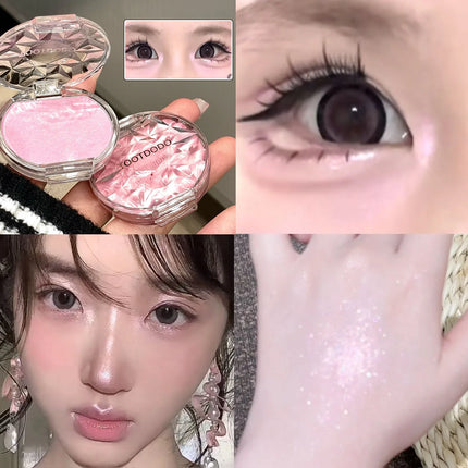 Face Makeup Ice Blue Glitter Lying Silkworm Peach Pink Pearl Eyeshadow Blusher Palette Highlights Natural Blush Female Cosmetics