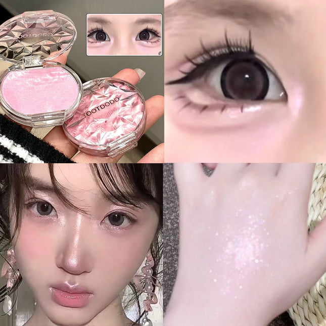 Face Makeup Ice Blue Glitter Lying Silkworm Peach Pink Pearl Eyeshadow Blusher Palette Highlights Natural Blush Female Cosmetics