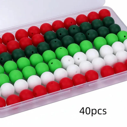 40/80PCS 15mm silicone bead combination set, perfect for DIY handmade crafts such as keychains, necklaces, bracelets, etc.