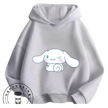 Street Fashion Cinnamoroll Hooded Sweatshirt Boys Girls 3-14Y Autumn Winter Cute Kawaii Cartoon Hot Outdoor Casual Lovely
