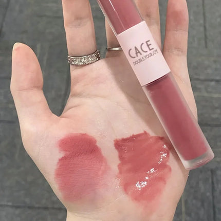 Double Head Lip Gloss Matte Velvet Sexy Red Tint Liquid Lipstick Waterproof Lipgloss Lasting Lip Glaze Korean Makeup Cosmetics