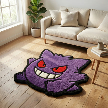 Kawaii Gengar Rug | Custom Pokémon Anime Mat for Cool Bedroom & Gaming Room Decor | Perfect Gift for Gamers & Anime Fans